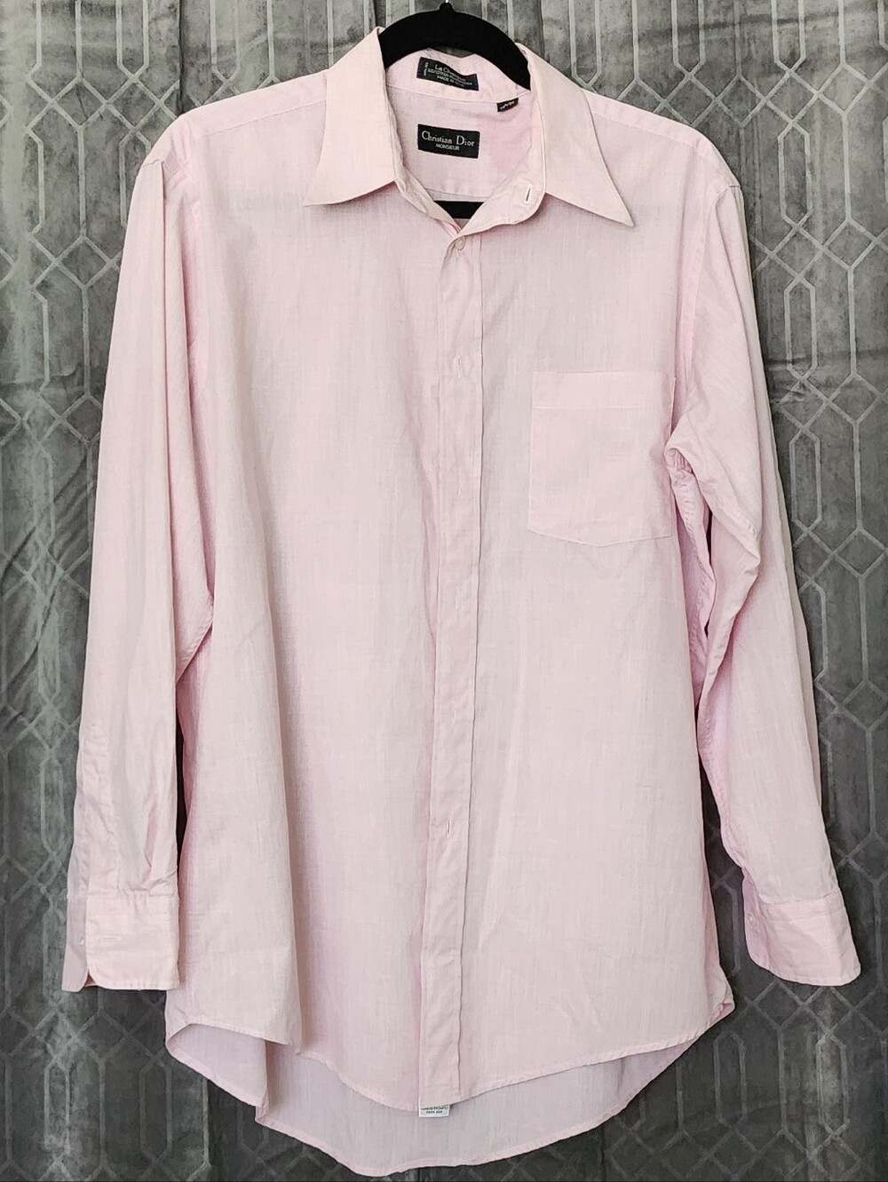 Dior Men's Pale Pink Long-Sleeve Dress Shirt Neck Size 15.5